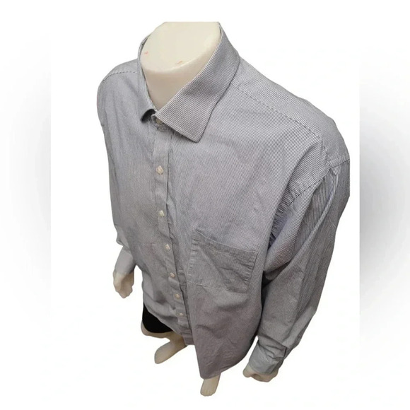 Michael Kors Big Fit White & Blue  Pinstripe Dress Shirt 19 - Picture 3 of 9